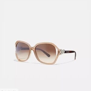 Coach Integration Flower Milky Light Brown Oversized Sunglasses